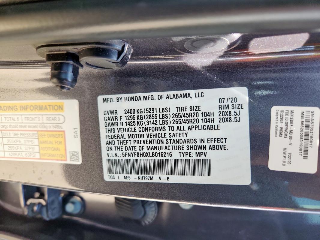2020 HONDA PASSPORT E 5FNYF8H0XLB016216