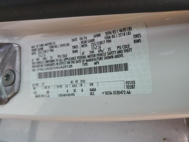 2017 FORD ESCAPE SE - 1FMCU0GDXHUA25126