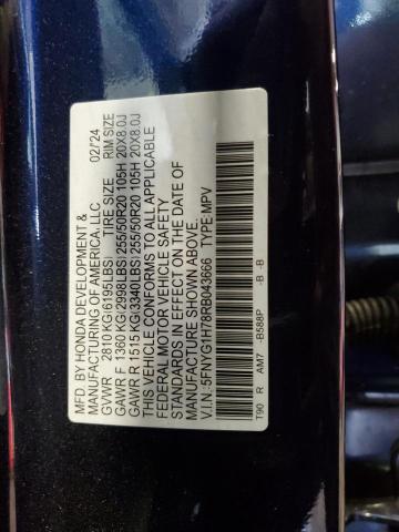2024 HONDA PILOT TOUR 5FNYG1H78RB043666