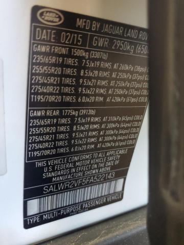 2015 LAND ROVER RANGE ROVE - SALWR2VF5FA522143