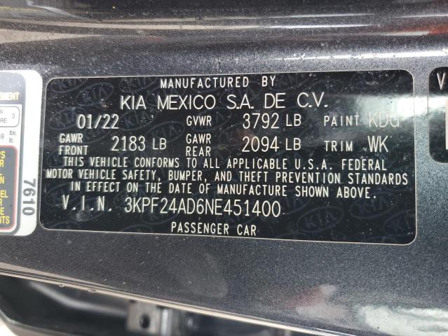 2022 KIA FORTE FE 3KPF24AD6NE451400
