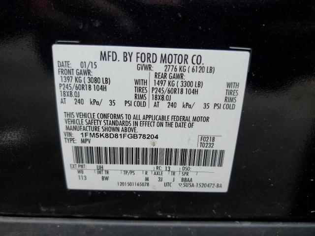 2015 FORD EXPLORER X 1FM5K8D81FGB78204