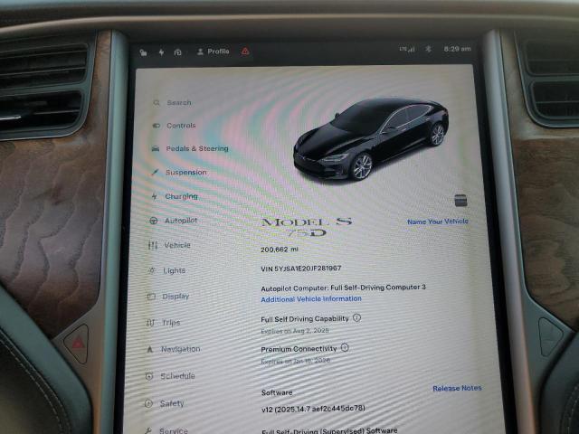 2018 TESLA MODEL S 5YJSA1E20JF281967