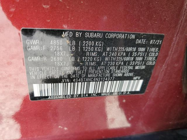 2022 SUBARU OUTBACK LI 4S4BTANC4N3124377