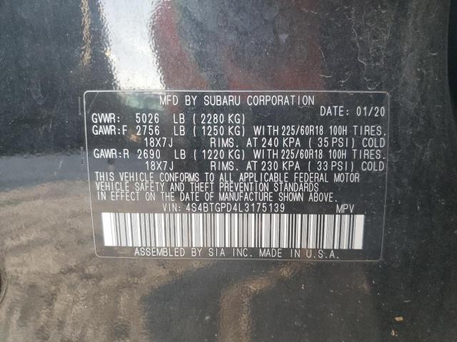 2020 SUBARU OUTBACK TO 4S4BTGPD4L3175139