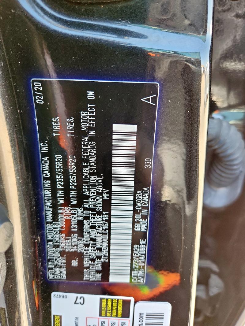 2020 LEXUS RX 350 2T2HZMAA0LC167181
