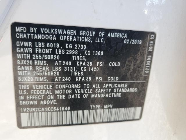 2019 VOLKSWAGEN ATLAS SE - 1V2UR2CA1KC541646