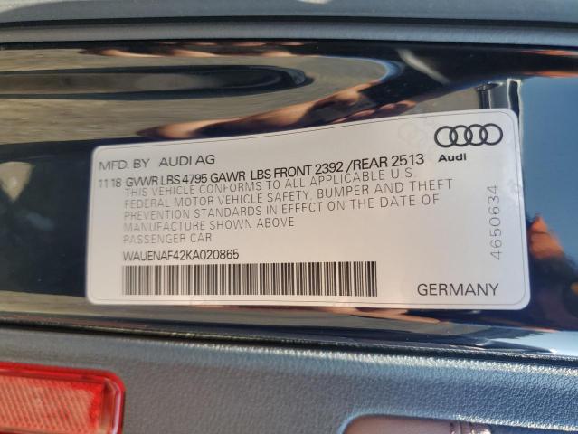 2019 AUDI A4 PREMIUM WAUENAF42KA020865