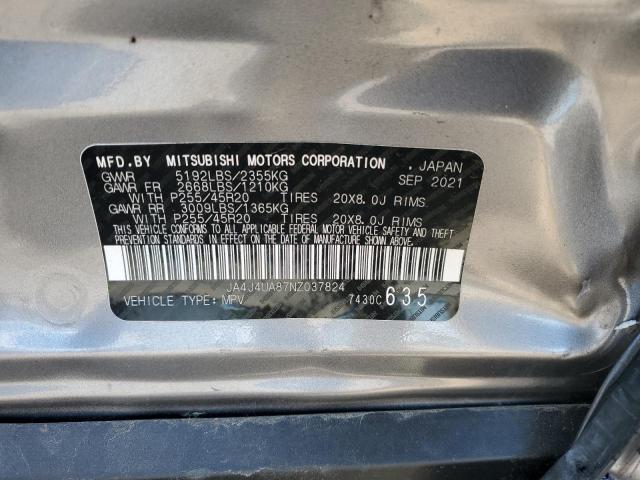 2022 MITSUBISHI OUTLANDER JA4J4UA87NZ037824
