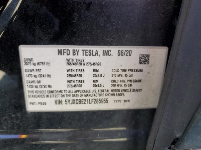 2020 TESLA MODEL X 5YJXCBE21LF285955