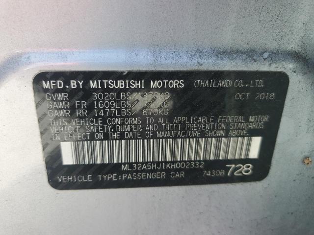 2019 MITSUBISHI MIRAGE LE ML32A5HJ1KH002332