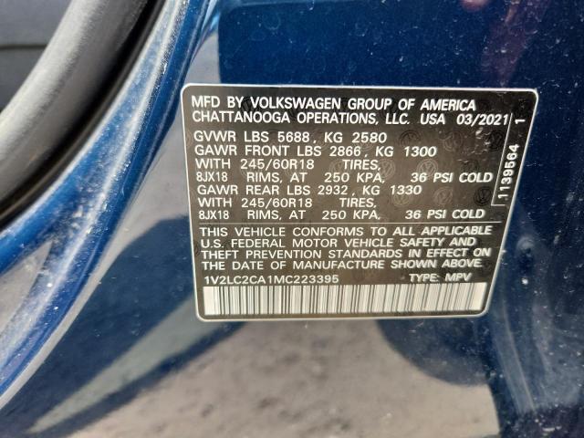 2021 VOLKSWAGEN ATLAS CROS 1V2LC2CA1MC223395