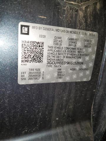 2019 CHEVROLET 1500 3GCUYEED5KG152034