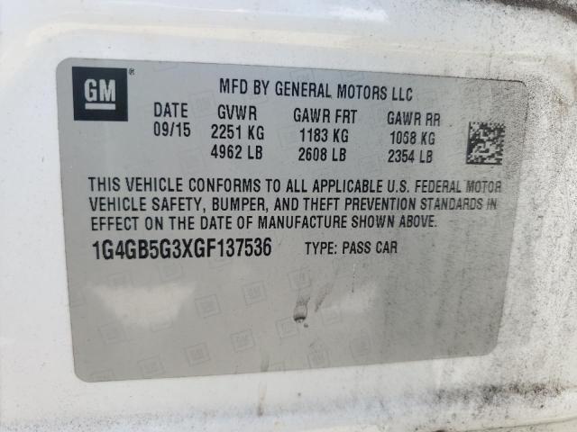 2016 BUICK LACROSSE 1G4GB5G3XGF137536