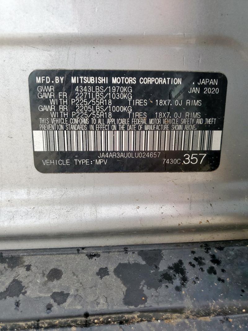 2020 MITSUBISHI OUTLANDER JA4AR3AU0LU024657