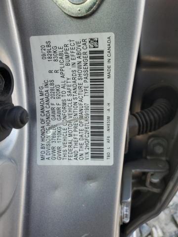 2020 HONDA CIVIC LX 2HGFC2F67LH591907