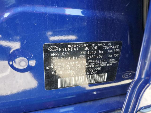 2020 HYUNDAI IONIQ SE KMHC75LJ7LU069996