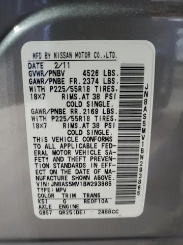 2011 NISSAN ROGUE S - JN8AS5MV1BW293865