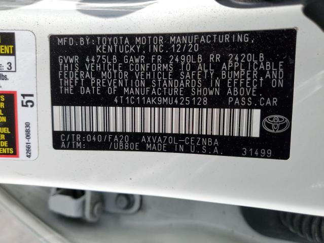 2021 TOYOTA CAMRY LE - 4T1C11AK9MU425128