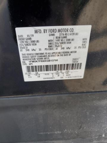 2019 FORD EXPLORER L - 1FM5K7F8XKGB13790