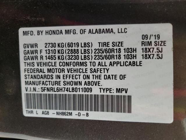 2020 HONDA ODYSSEY EX 5FNRL6H74LB011009