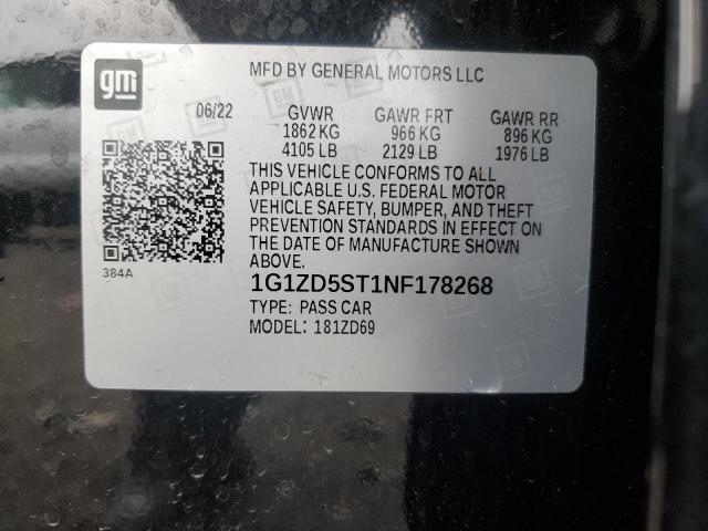 2022 CHEVROLET MALIBU LT 1G1ZD5ST1NF178268