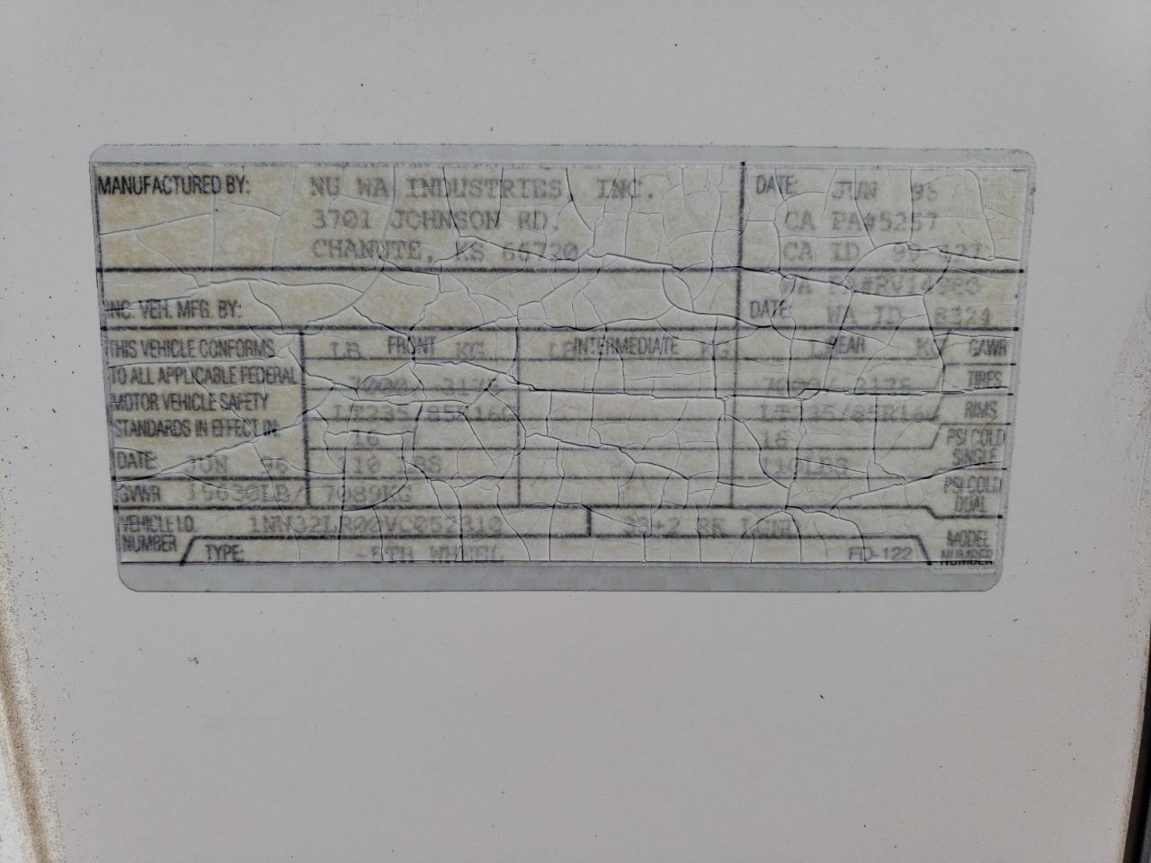 Lot #3230510872 1997 NUWA SNOWBIRD