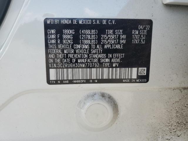 2022 HONDA HR-V LX 3CZRU6H30NM770792