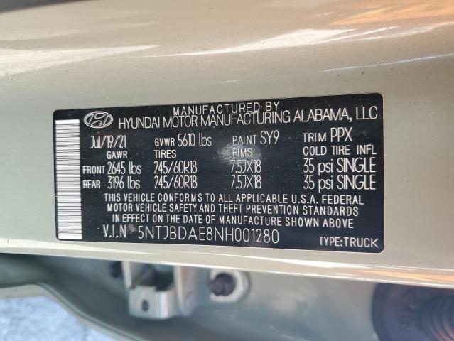 2022 HYUNDAI SANTA CRUZ 5NTJBDAE8NH001280