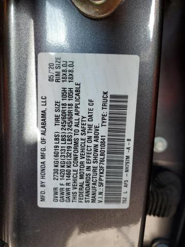2020 HONDA RIDGELINE - 5FPYK3F76LB010841