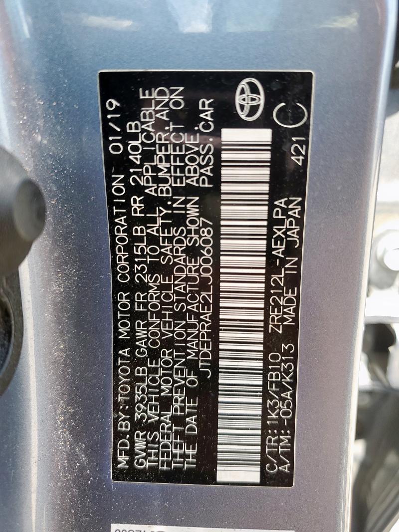 2020 TOYOTA COROLLA LE - JTDEPRAE2LJ006087