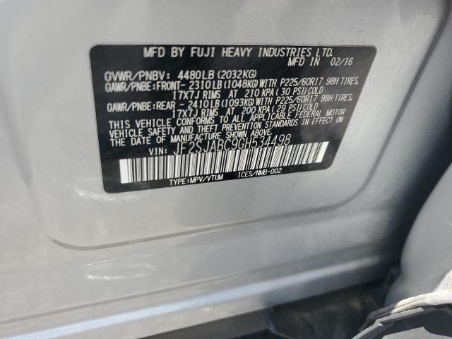 2016 SUBARU FORESTER 2 JF2SJABC9GH534498