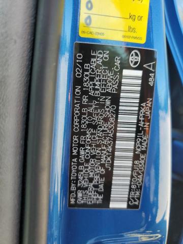 2010 TOYOTA YARIS - JTDKT4K37A5308270