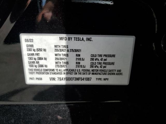 2022 TESLA MODEL Y 7SAYGDEF3NF541087