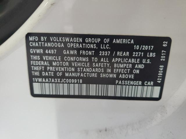 2018 VOLKSWAGEN PASSAT S 1VWAA7A3XJC009918