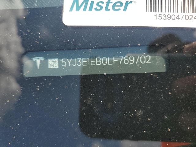 2020 TESLA MODEL 3 5YJ3E1EB0LF769702