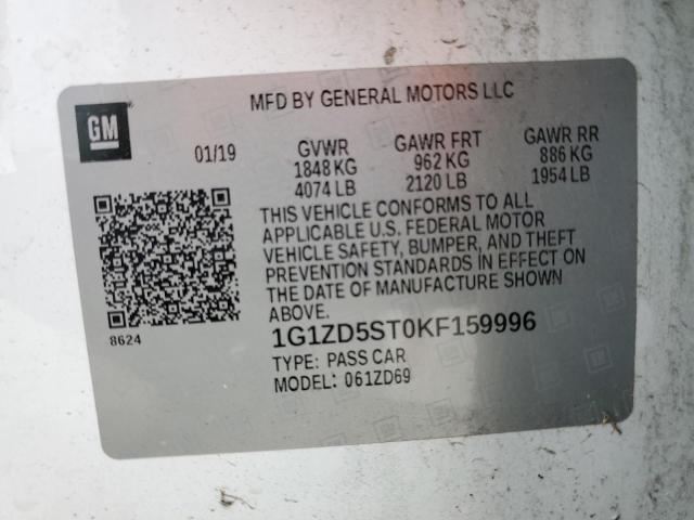 2019 CHEVROLET MALIBU LT - 1G1ZD5ST0KF159996