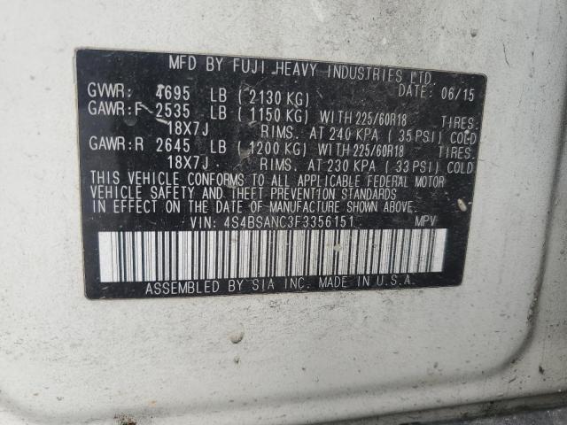 2015 SUBARU OUTBACK 2. 4S4BSANC3F3356151