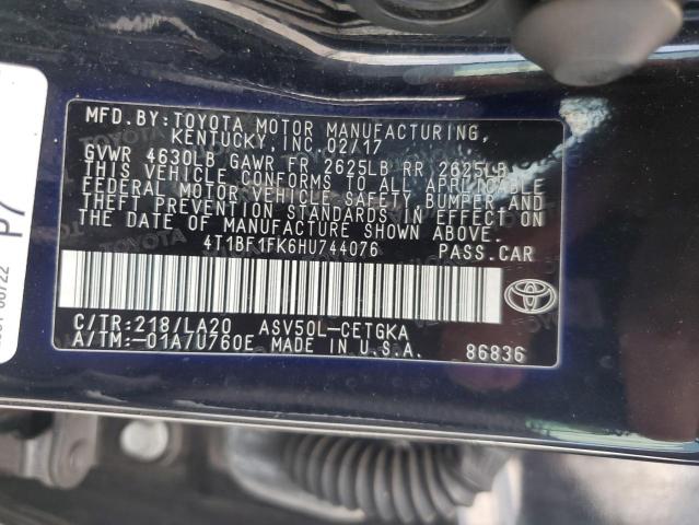 2017 TOYOTA CAMRY 4T1BF1FK6HU744076