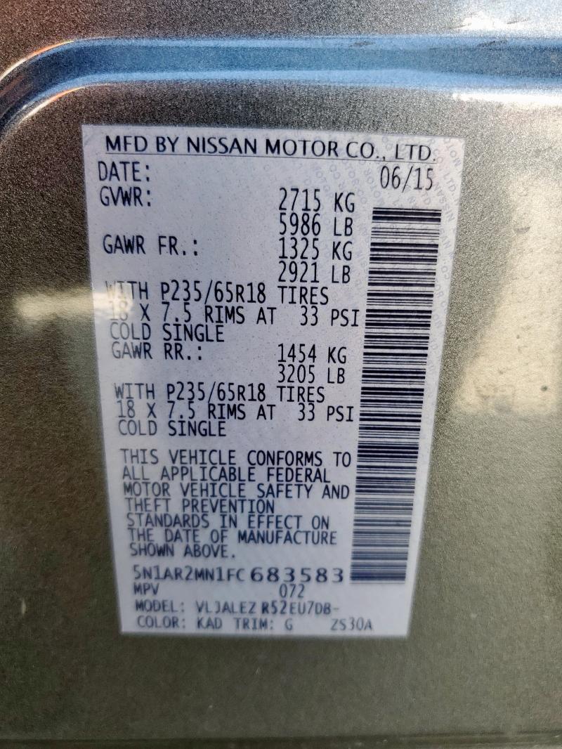 2015 NISSAN PATHFINDER 5N1AR2MN1FC683583