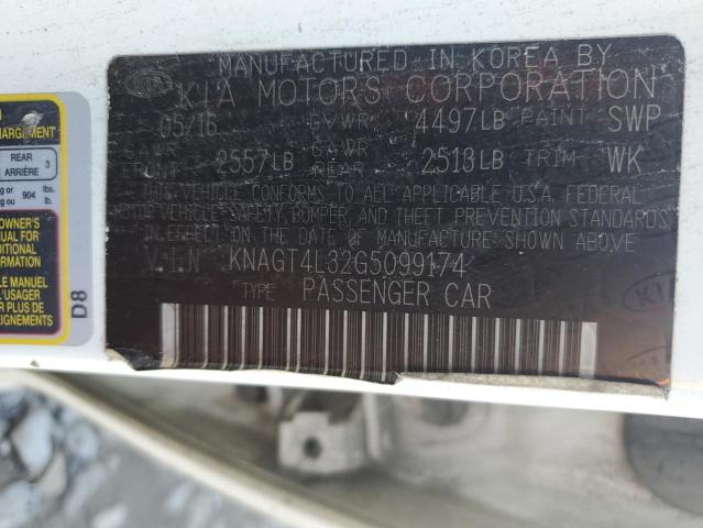 2016 KIA OPTIMA LX KNAGT4L32G5099174