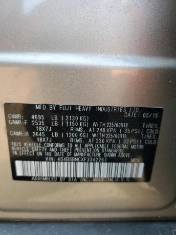2015 SUBARU OUTBACK 2. 4S4BSBNCXF3342267