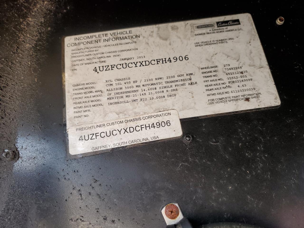 Lot #3254538171 2013 FREIGHTLINER CHASSIS XC