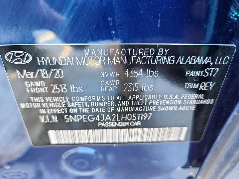 2020 HYUNDAI SONATA SE 5NPEG4JA2LH051197