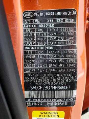 2017 LAND ROVER DISCOVERY SALCR2BG7HH646067