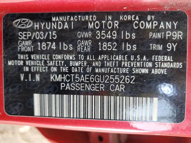 KMHCT5AE6GU255262 2016 HYUNDAI ACCENT
