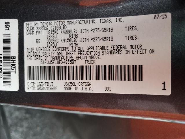 2015 TOYOTA TUNDRA DOUBLE CAB SR 5TFUW5F18FX483587