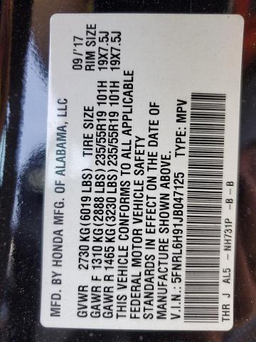 2018 HONDA ODYSSEY EL 5FNRL6H91JB047125