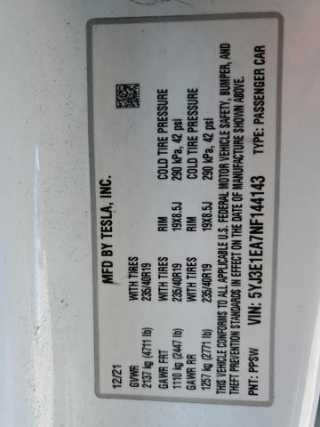 2022 TESLA MODEL 3 5YJ3E1EA7NF144143
