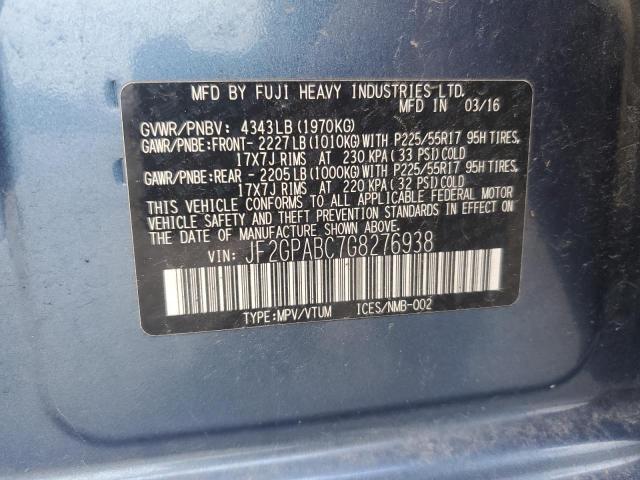 2016 SUBARU CROSSTREK JF2GPABC7G8276938